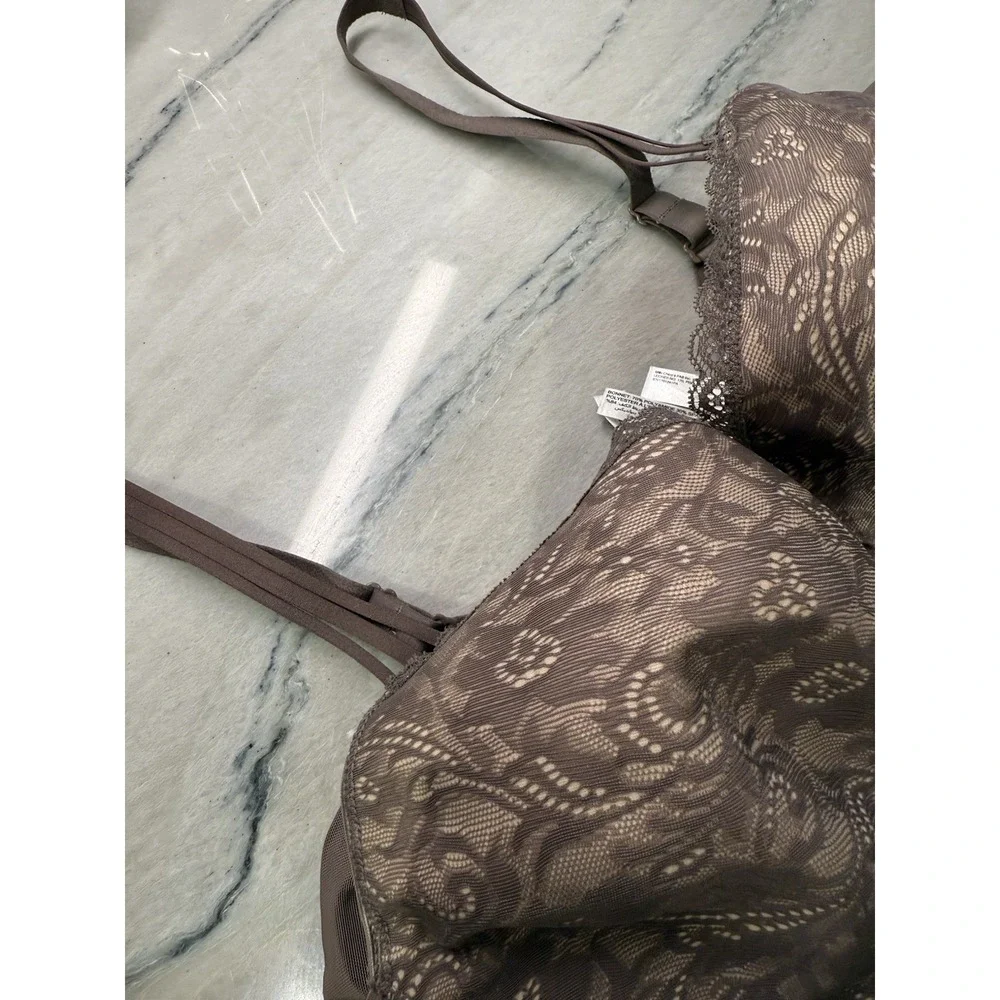 SOMA 40D Enticing Lift Balconette Unlined Bra Taupe Gray Lace‎ EXCELLENT Cond - Picture 3 of 14